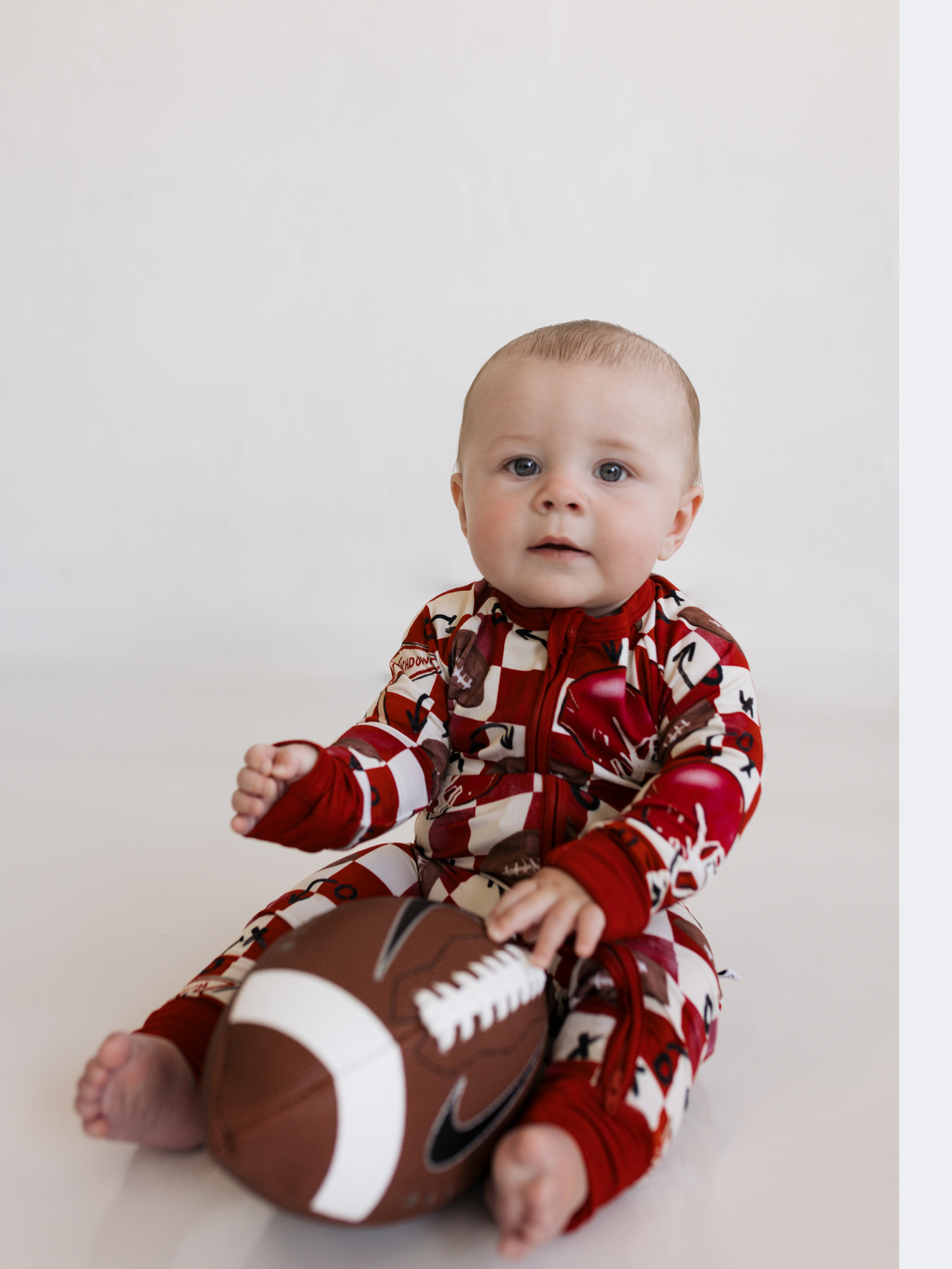 First Down Red Zipper Romper