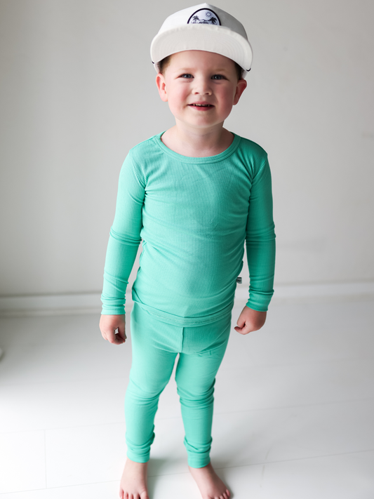 Teal Ribbed 2 Piece PJ set