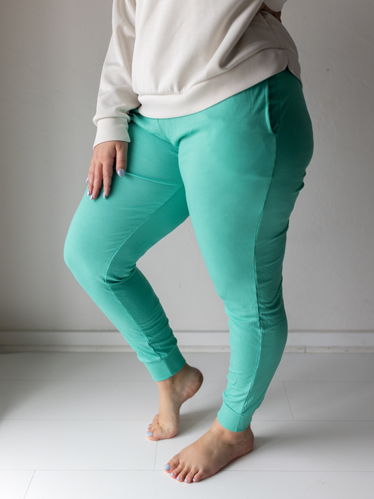 Teal Ribbed Adult Women’s Joggers