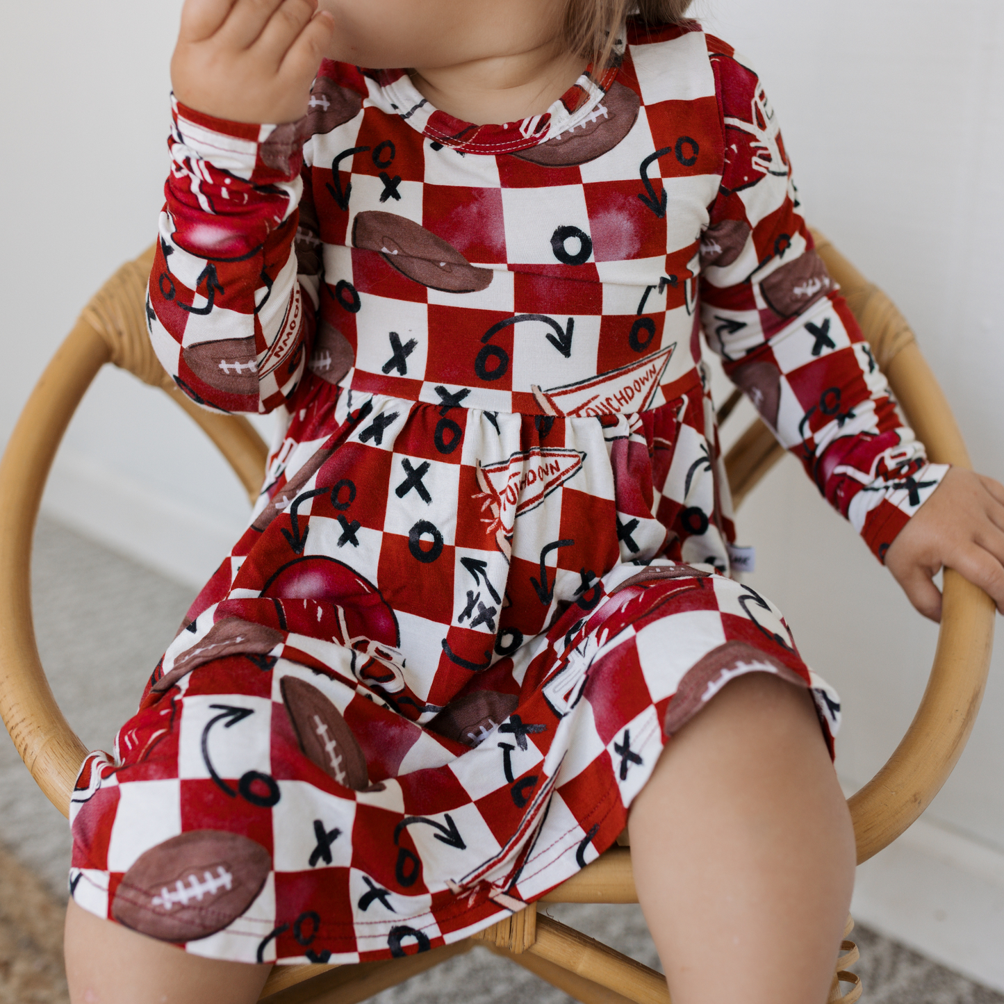 First Down Red Longsleeve Twirl Dress
