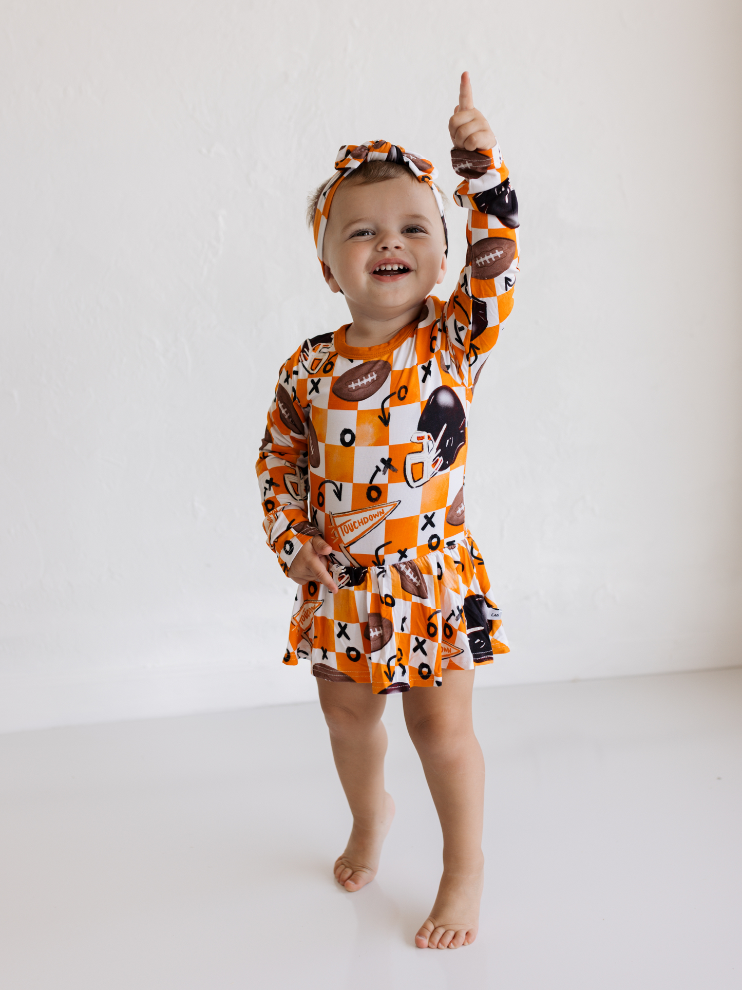 First Down Orange Twirl Dress With Bodysuit