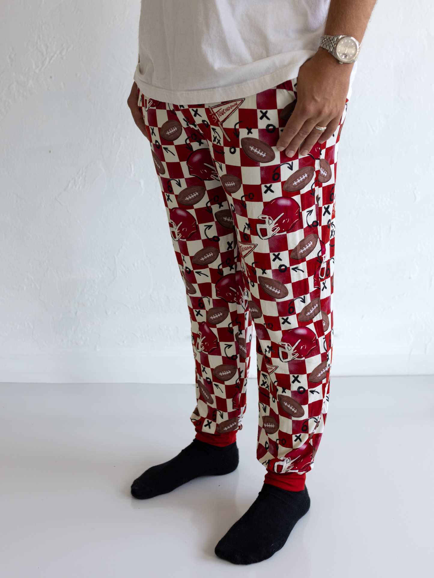 First Down Red Adult Mens Joggers