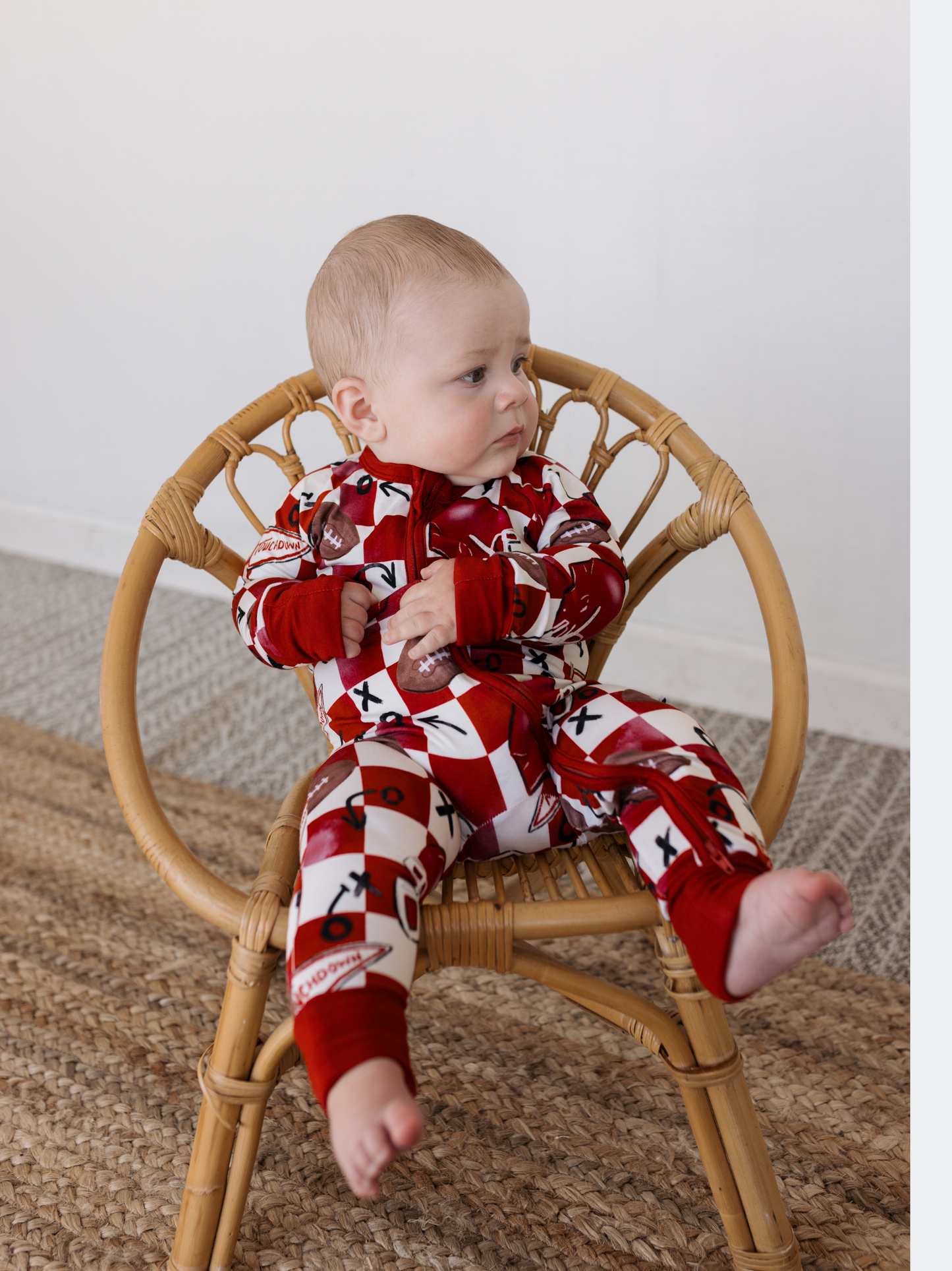 First Down Red Zipper Romper