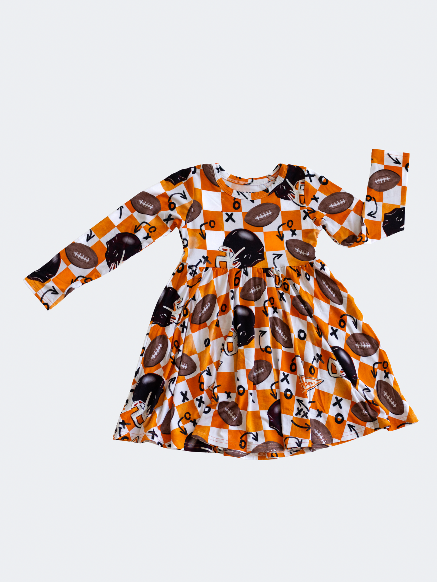First Down Orange Longsleeve Twirl Dress
