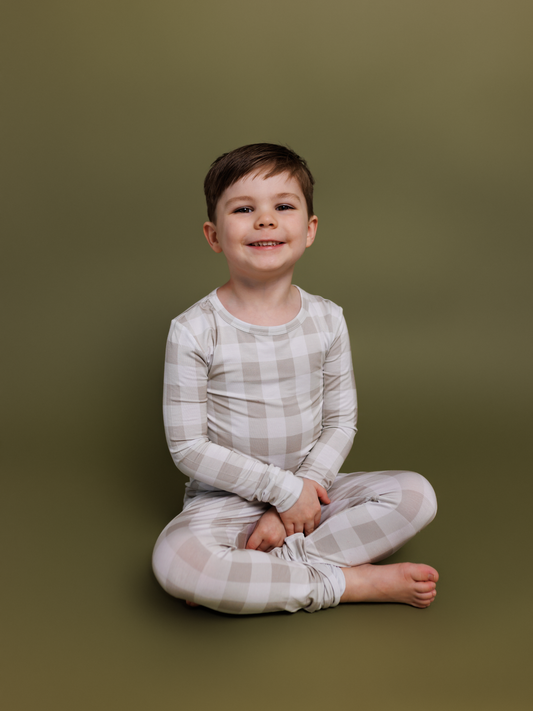 Grey Gingham 2pc PJ Set