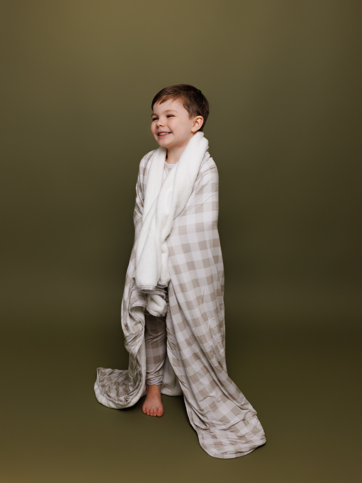 Grey Gingham Plush Blanket