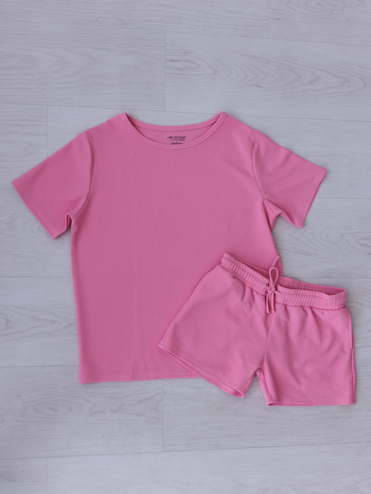 Pink Waffle 2pc Short Set Adult Womens