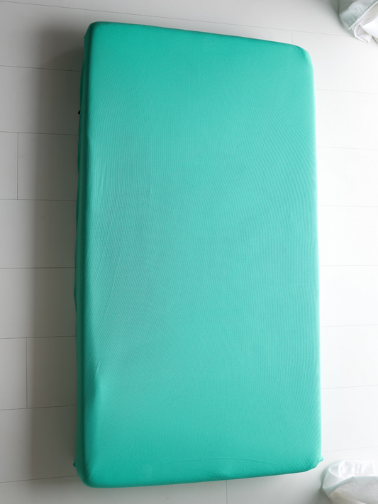 Teal Ribbed Crib Sheet