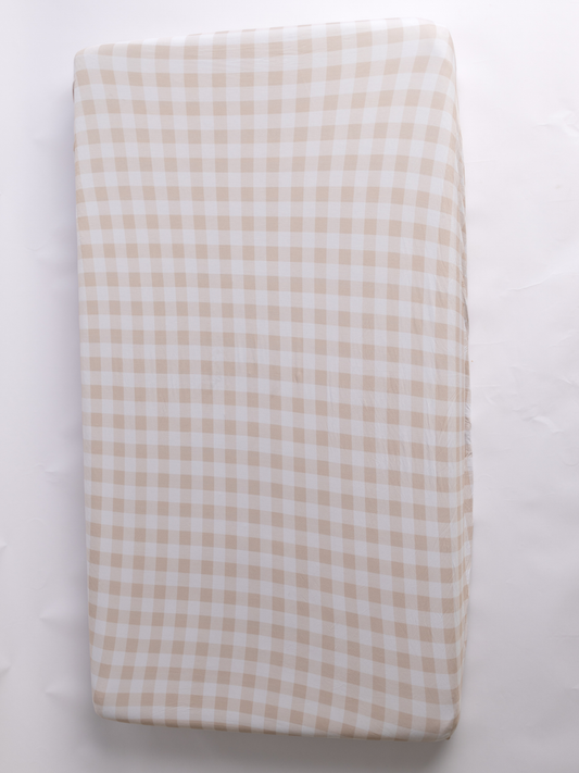 Tan Gingham Crib Sheet