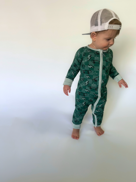 Electric Slide Zipper Romper