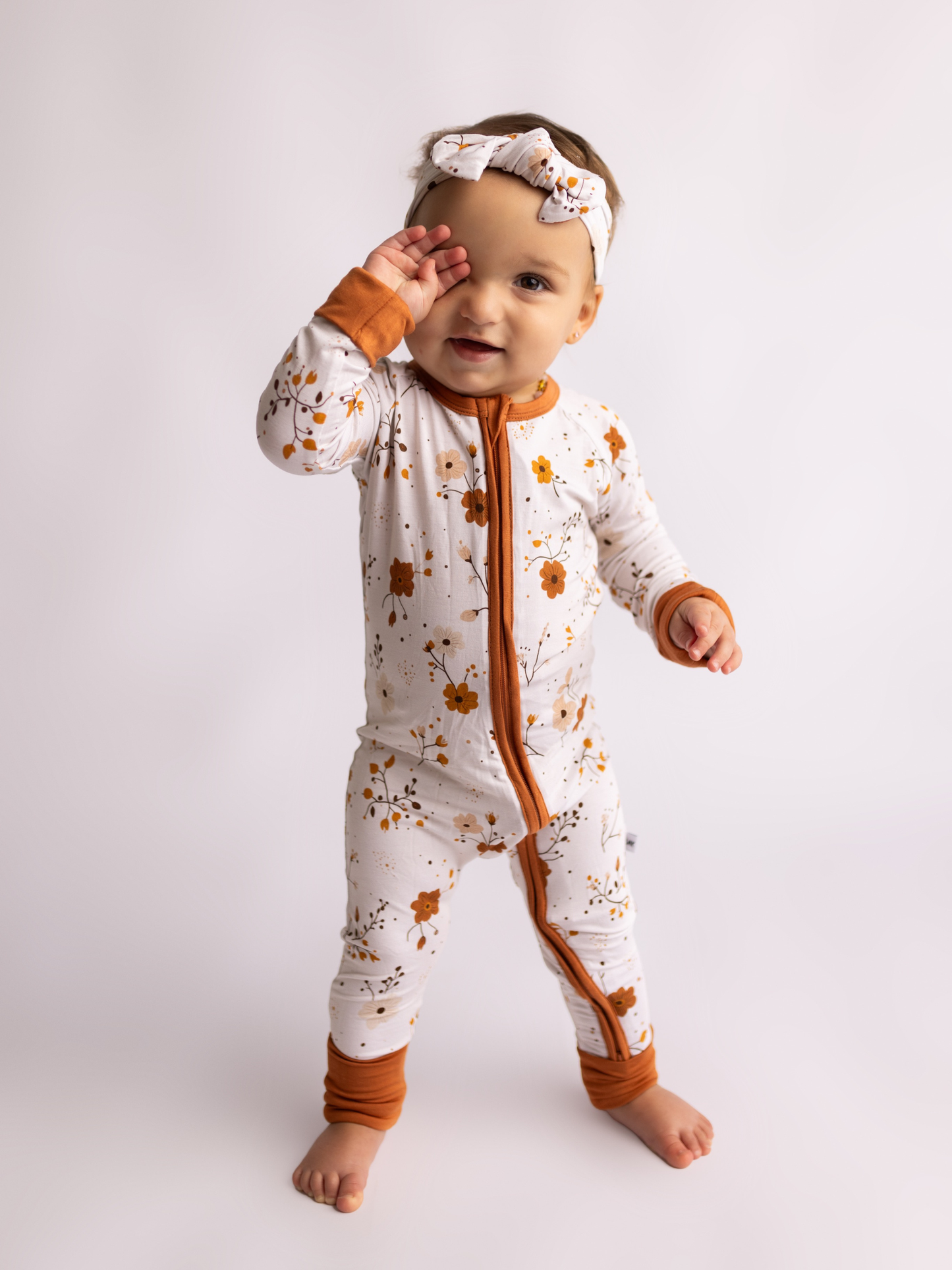 Autumn Bloom Zipper Romper