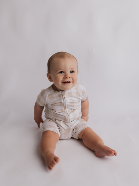 Tan Gingham Shortie