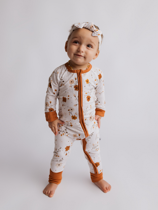Autumn Bloom Zipper Romper