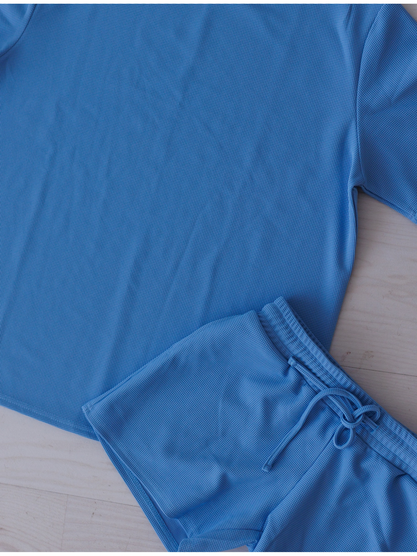 Waffle Blue 2pc Short Set Adult Womens