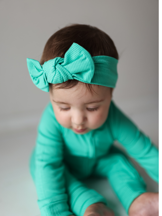 Teal Ribbed Bow