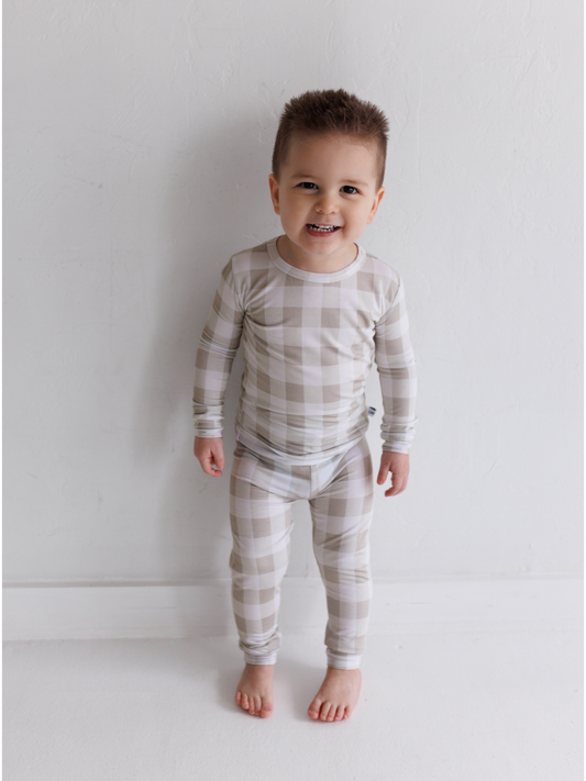 Grey Gingham 2pc PJ Set