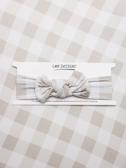 Grey Gingham Bow